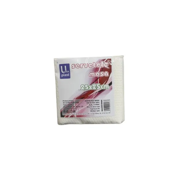 Servetele albe 25x25 100 buc/set