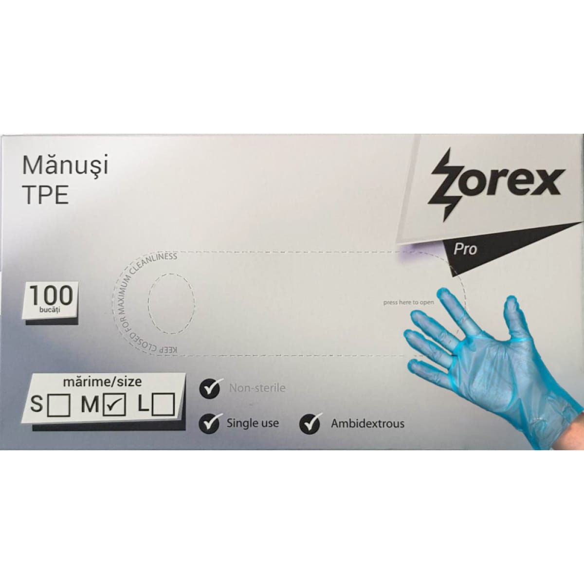 Manusi TPE unica folosinta negru, S 100 buc/set - imagine 1