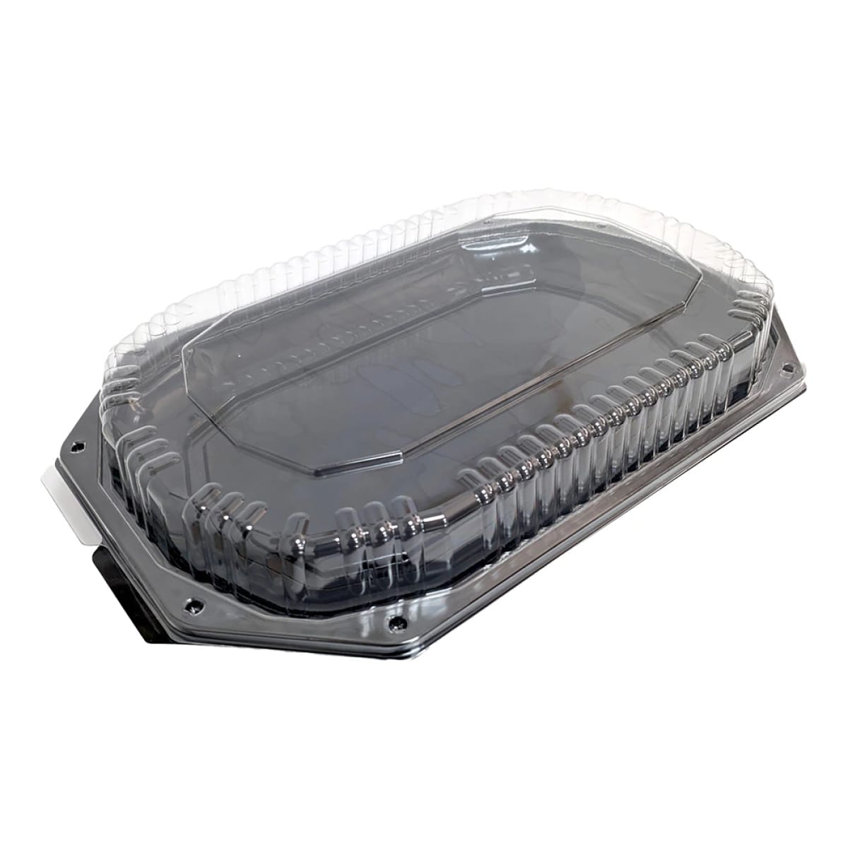 Platou oval negru cu capac 29,5x19x4 cm 10 buc/set - imagine 1