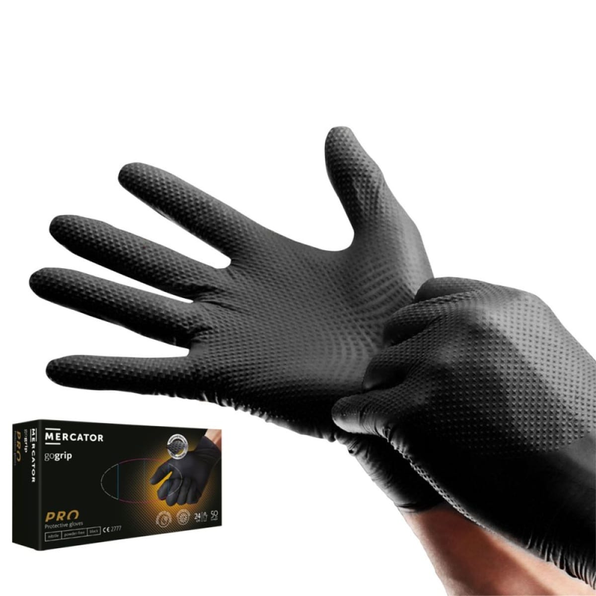 Manusi nitril POWERGRIP negre XXL 50 buc/set - imagine 1