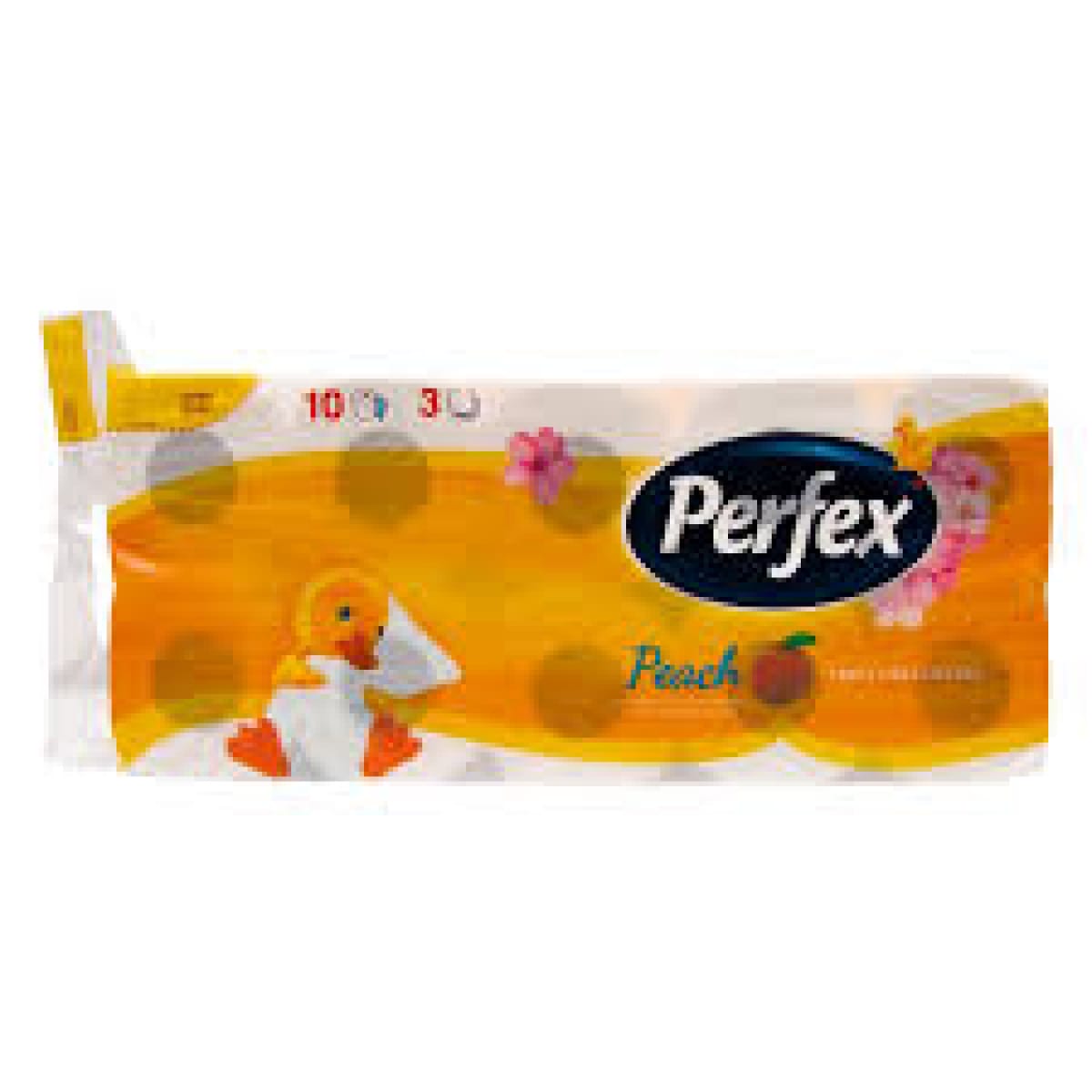 Hartie igienica Perfex 10 role/bax, 3 straturi alba peach - imagine 1