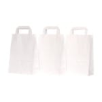 Sacose hartie albe 18x9x25 cu maner tip banda 400 buc cutie - Sacose Hartie Cu Maner Bandă