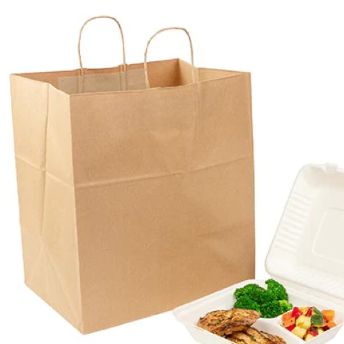 Punga hartie maner sfoara, natur, cu burduf pentru caserola - 26x17x29cm - 250 buc. - imagine 1