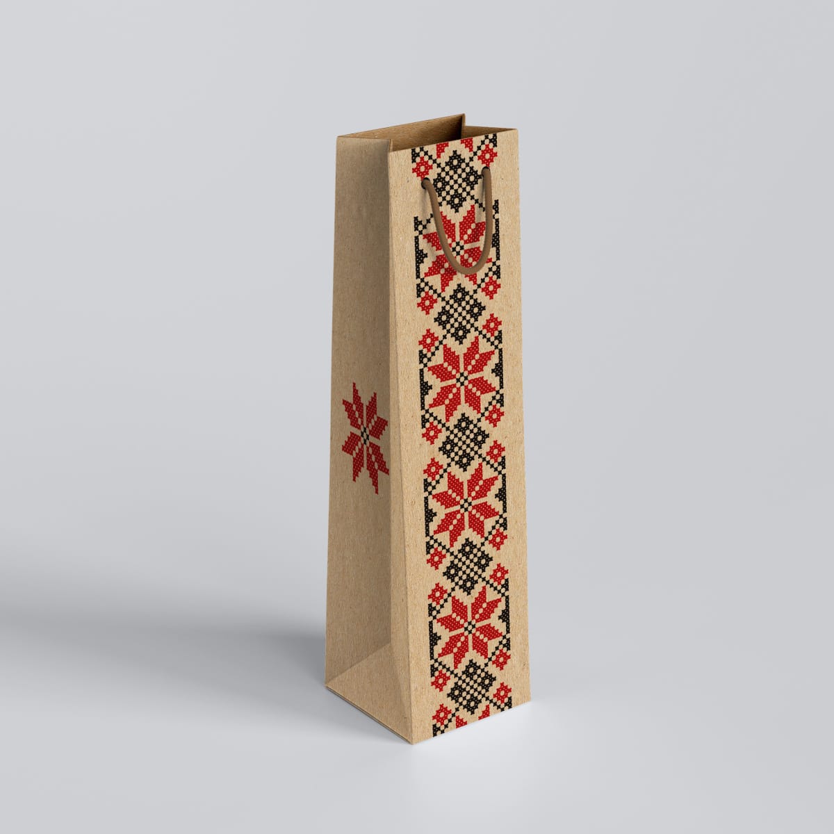 Pungi hartie vin traditional, maner snur - 11x10x38cm - 25 buc - imagine 1