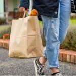 Punga hartie natur, delivery, take away, cu maner plat, 6 dimensiuni disponibile - 32x17x34.50cm - 250 bucati / set - imagine 2