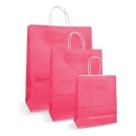 Pungi albe colorate 100 roz - 25X14X30 - 100 buc - Pungi Colorate 100% Roz