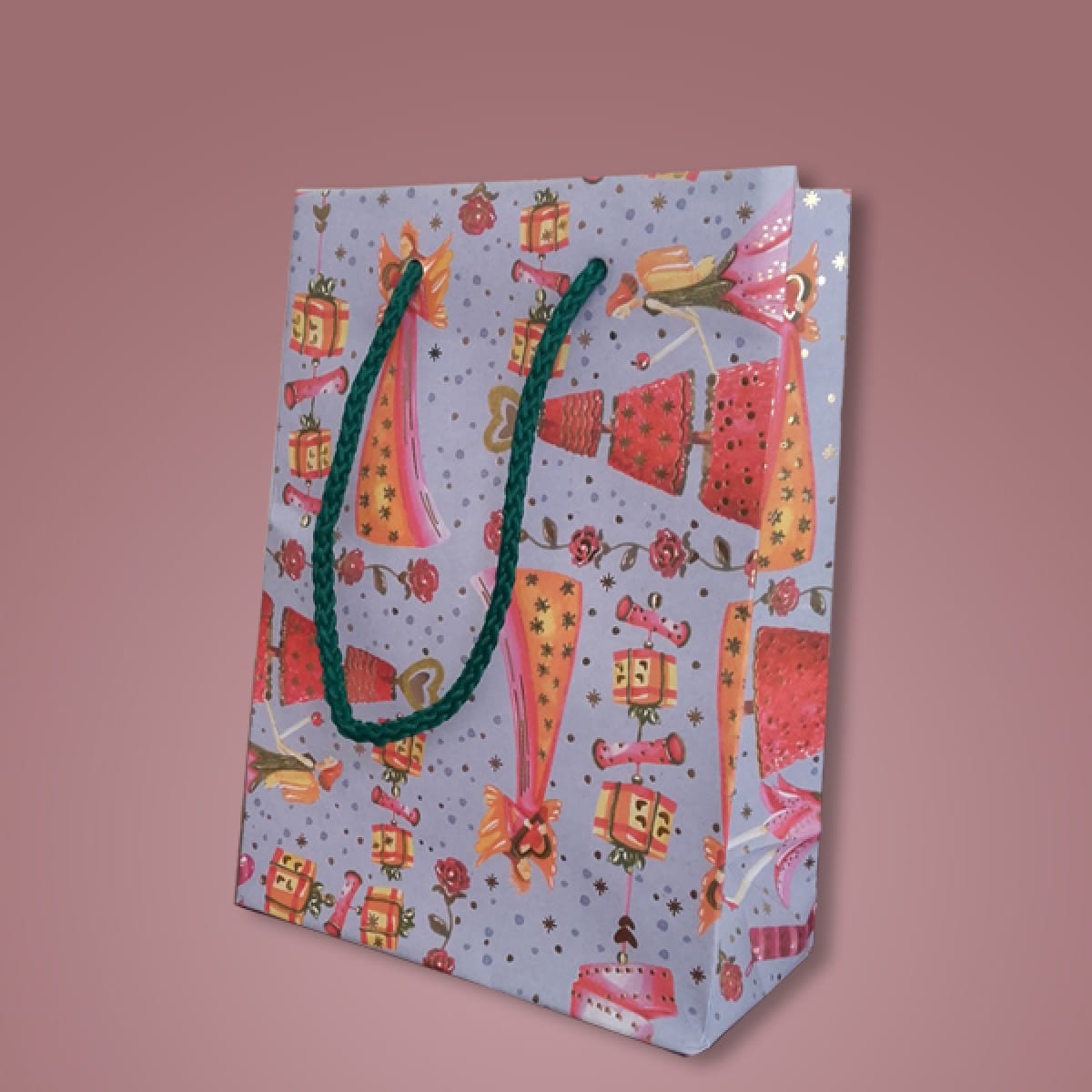 Punga albastra model confeti - 16x8x22cm - 100 buc - imagine 1