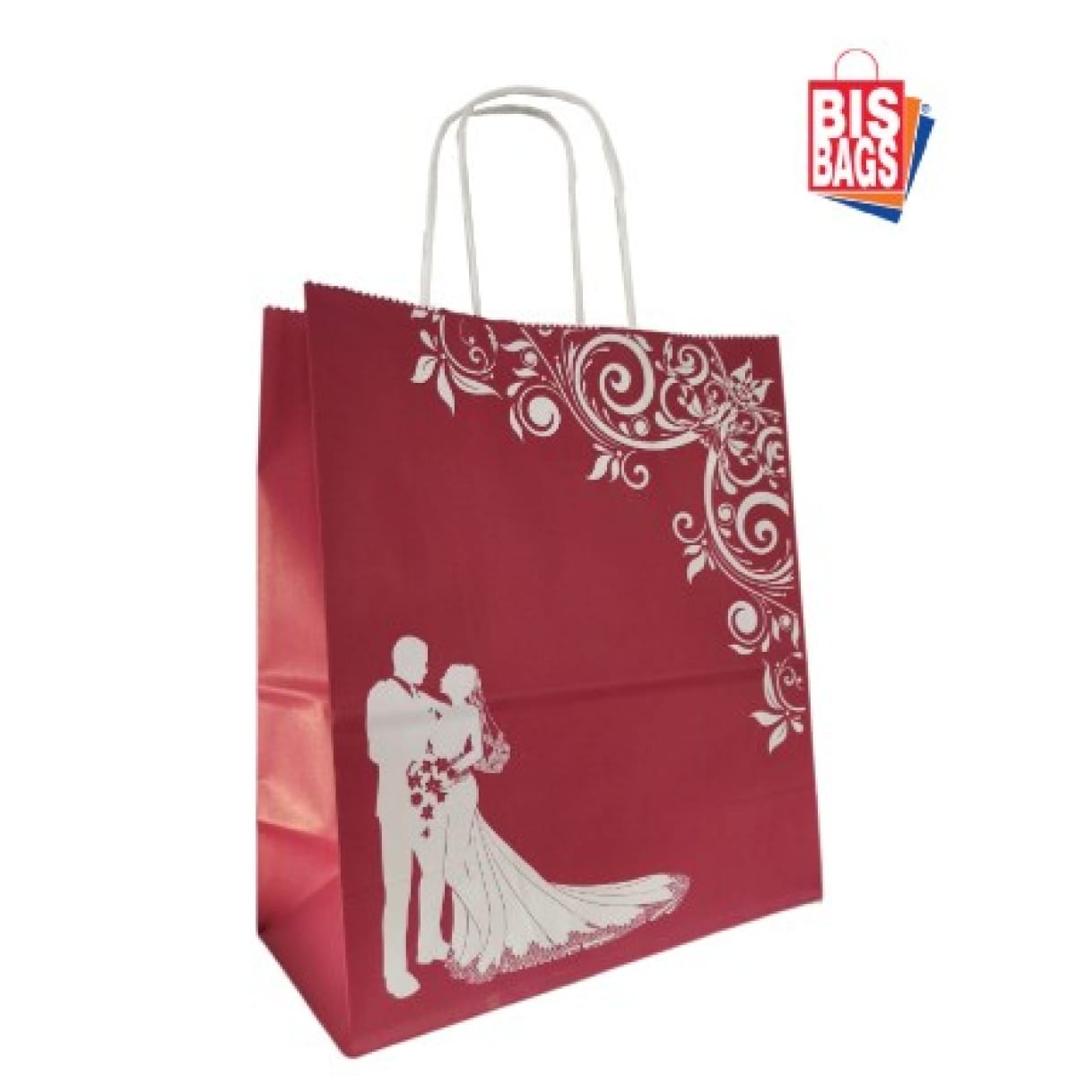 Sacosa hartie miri bordo - 22x11x25.5cm - 100 buc - imagine 2