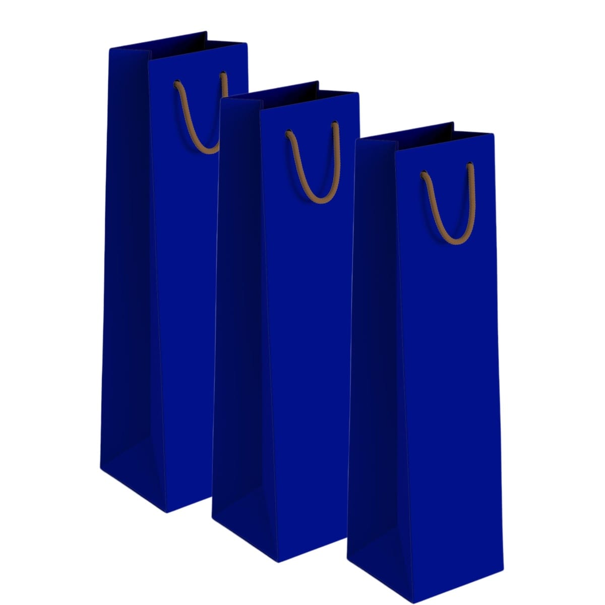 Pungi hartie vin ,albastre ,maner snur - 11x10x38cm - 25 buc - imagine 1