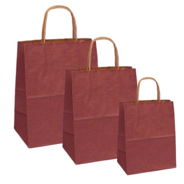 Pungi natur, colorate 100% bordo - 25x14x30 cm - 100 buc.