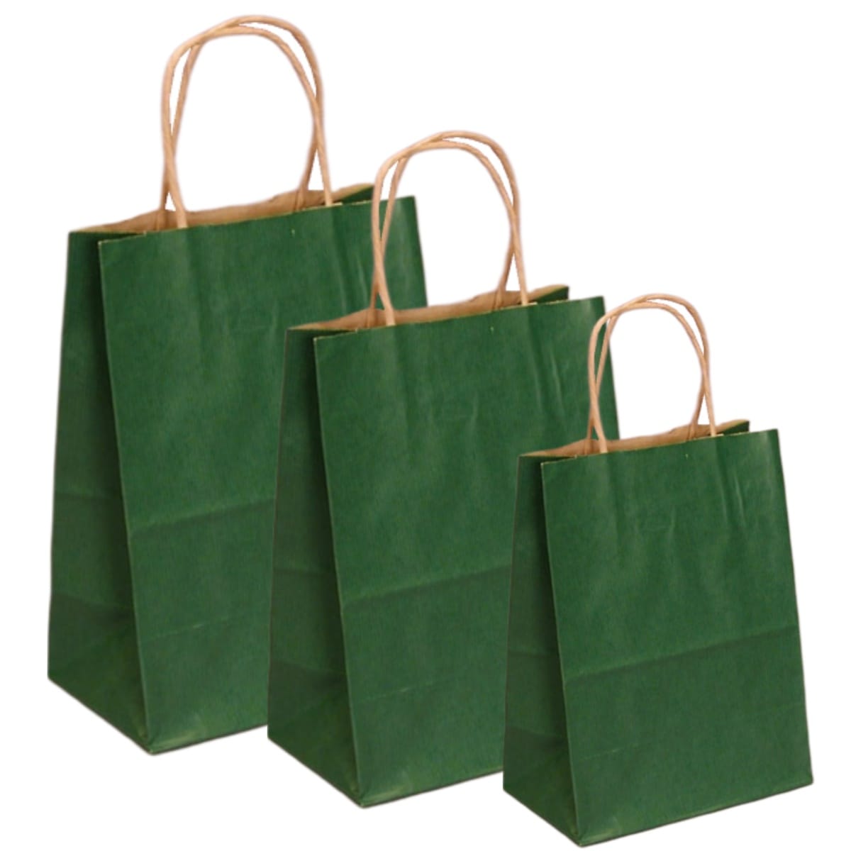 Pungi natur, colorate 100% verde inchis - 25x14x30 - 100 buc. - imagine 1