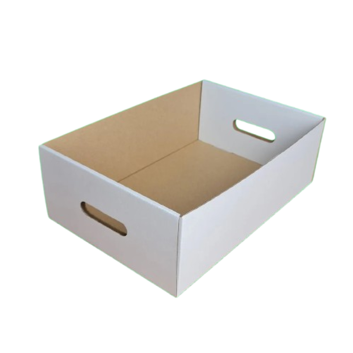 Tavite carton ondulat cu maner 100 buc/set alb 325x215x160 mm - imagine 1