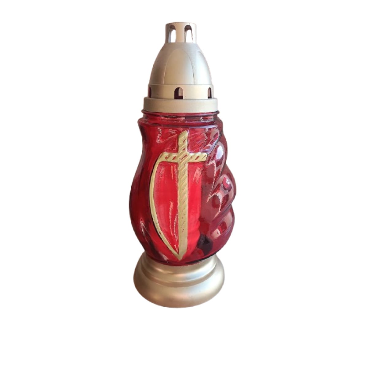 Candela sticla 490g-rosu 8 buc/set - imagine 1