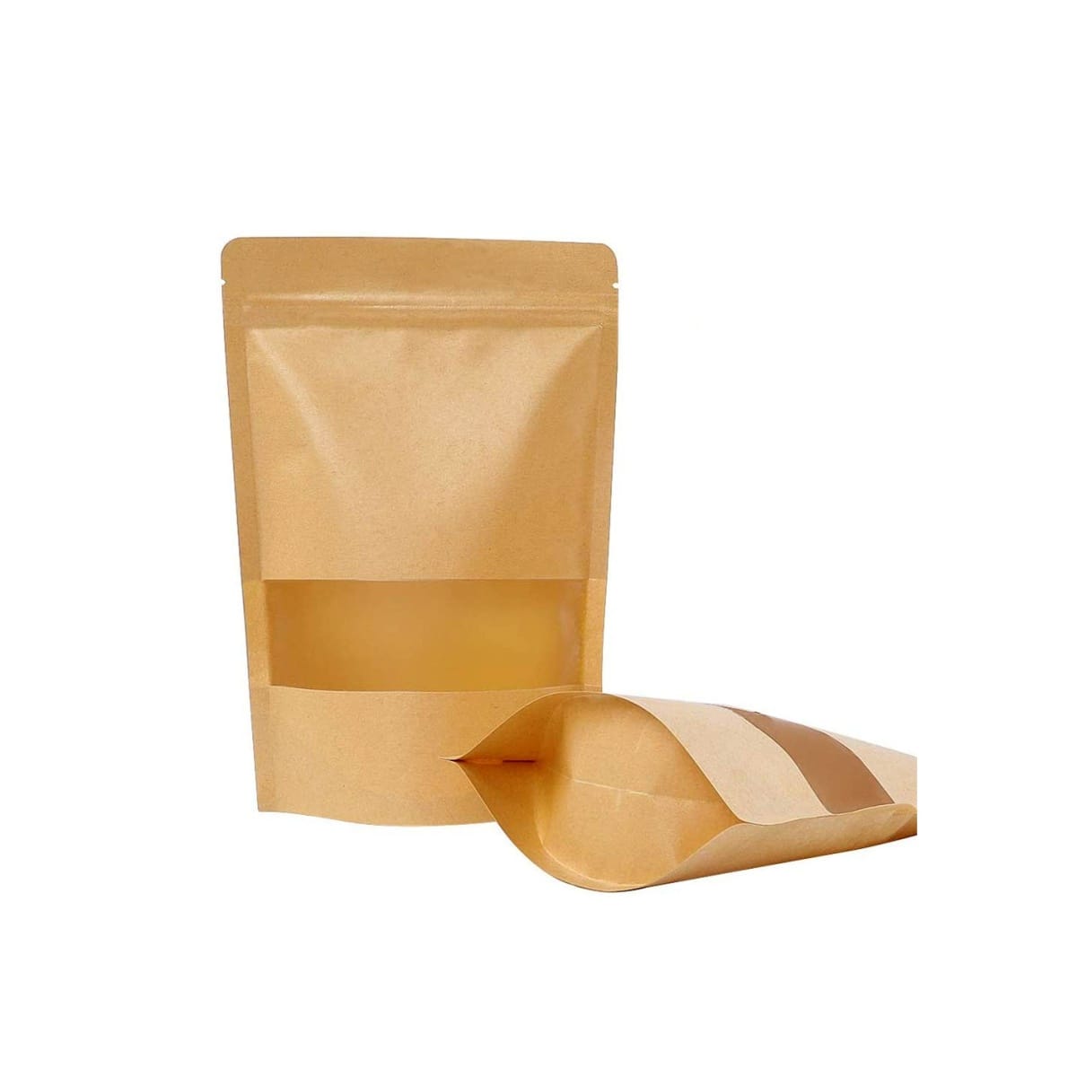 Pungi stand-up cu fereastra si fermoar NATUR - 11x18.50cm - 100 buc. - imagine 1