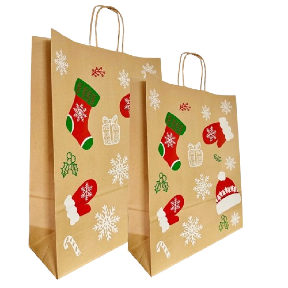 Sacosa natur Xmas - 32x12x41cm - 100 buc - imagine 1
