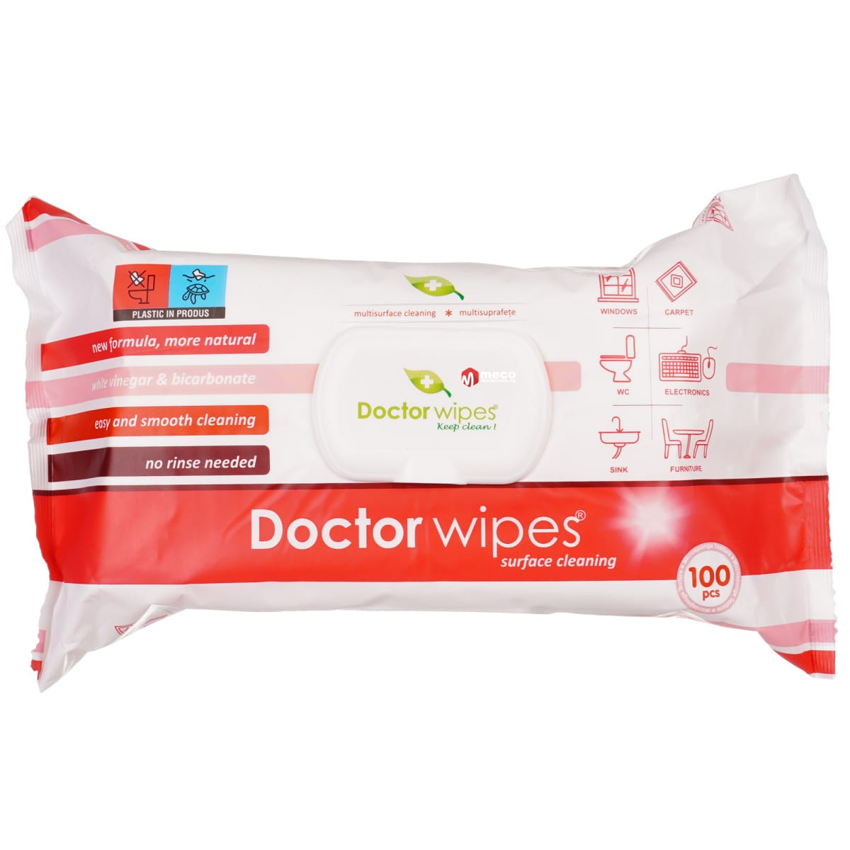 Serv. umede doctor wipes multisuprafete (100) + cap. - imagine 1