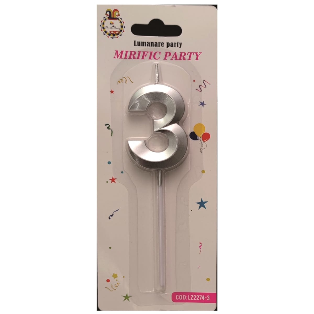 Lumanari numerice cifra 3 argintii - imagine 1