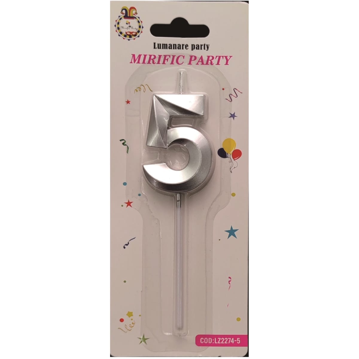 Lumanari numerice cifra 5 argintii - imagine 1
