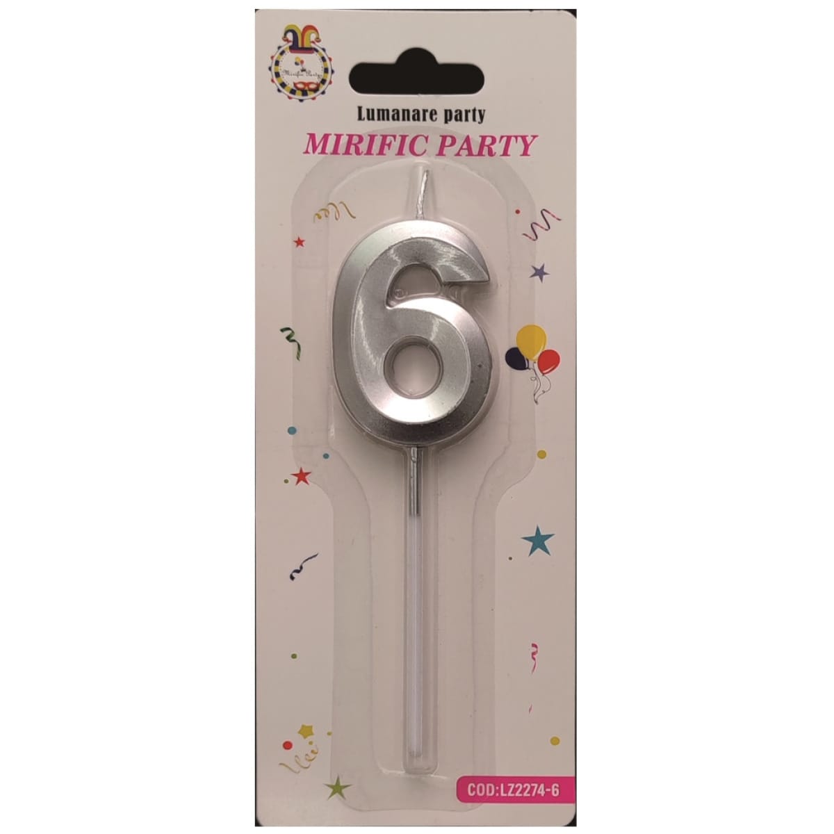 Lumanari numerice cifra 6 argintii - imagine 1