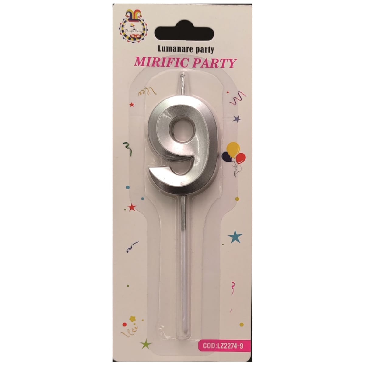 Lumanari numerice cifra 9 argintii - imagine 1