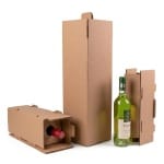 Cutii clasice de vin 1 sticla cu separator CO5 natur 130x130x395 50 buc set - Cutii Vin Naturale Cu Separator - imagine 2