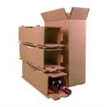 Cutii clasice de vin 3 sticle cu separator CO5 natur 370x130x395 50 buc set - Cutii Vin Cu Separator - imagine 2