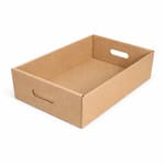 Tavite carton ondulat cu maner 100 buc set natur 325x215x160 mm - Tavite Carton Ondulat Cu Maner