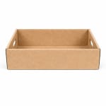 Tavite carton ondulat cu maner 100 buc set natur 325x215x160 mm - Tavite Carton Ondulat Cu Maner - imagine 2