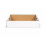 Tavite carton ondulat cu maner 100 buc set alb 325x215x160 mm - Tavite Carton Alb Cu Maner - imagine 3