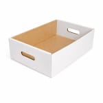 Tavite carton ondulat cu maner 100 buc set alb 325x215x160 mm - Tavite Carton Alb Cu Maner