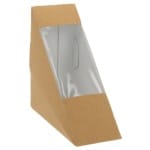 Triunghi carton 175x125x55 mm kraft cu fereastra pentru sandwich 100 buc/set - imagine 3