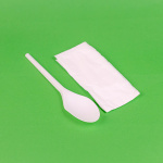 Set lingura alba + servetel reutilizabil  100 buc/set - imagine 2