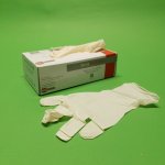 Manusi latex de unica folosinta, pudrate M 100 buc/set - imagine 2