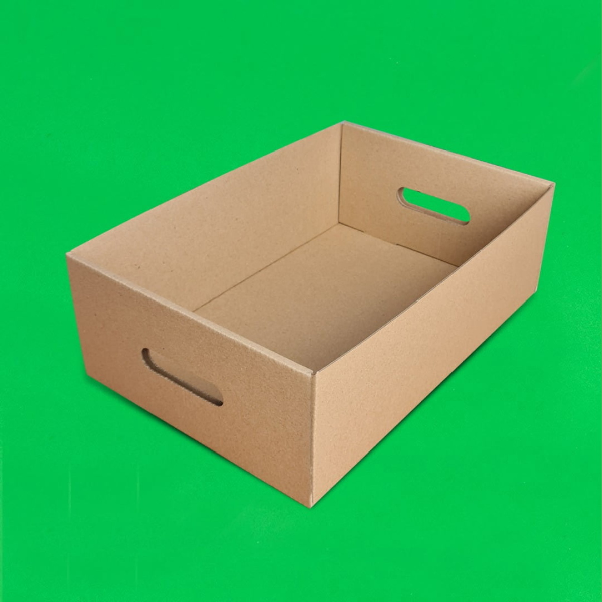 Tavite carton ondulat cu maner 100 buc/set natur 325x215x160 mm - imagine 2