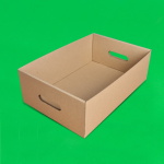 Tavite carton ondulat cu maner 100 buc/set natur 325x215x160 mm - imagine 2