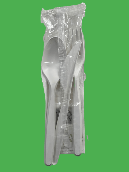Set tacamuri cu sare si piper Tris CPLA compostabile (3 tacamuri + servetel + sare+ piper) 100 BUC/SET