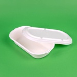 Caserola bio din trestie de zahar, dreptunghiulara cu capac 850ml 50 buc/set - imagine 2